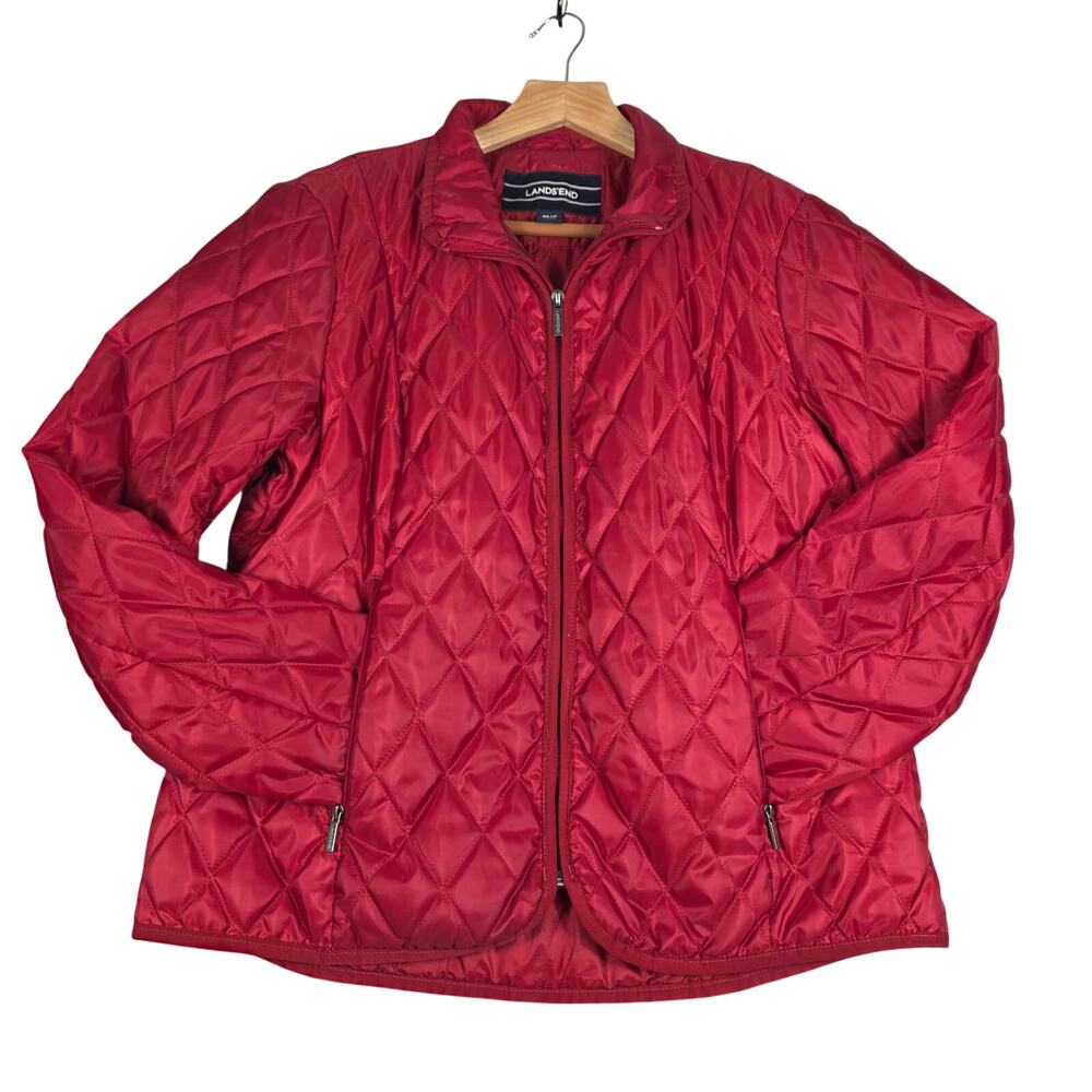 Lands' End Red Diamond Quilted Jacket